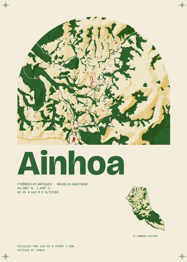 Affiche de Ainhoa, calculée par 123-fr d'après l'IGN