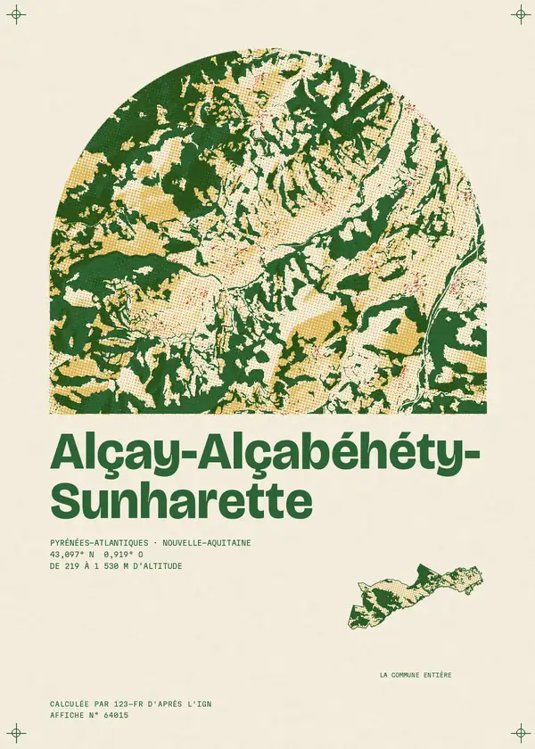 Affiche de Alçay-Alçabéhéty-Sunharette, calculée par 123-fr d'après l'IGN