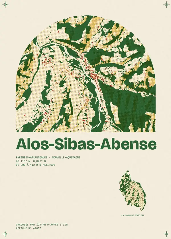 Affiche de Alos-Sibas-Abense, calculée par 123-fr d'après l'IGN