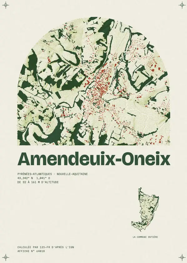 Affiche de Amendeuix-Oneix, calculée par 123-fr d'après l'IGN