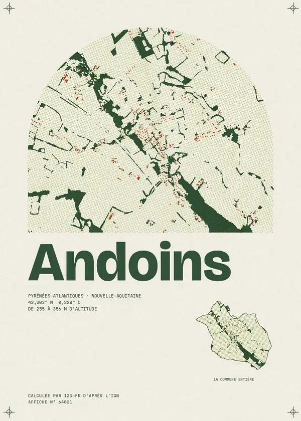 Affiche de Andoins, calculée par 123-fr d'après l'IGN