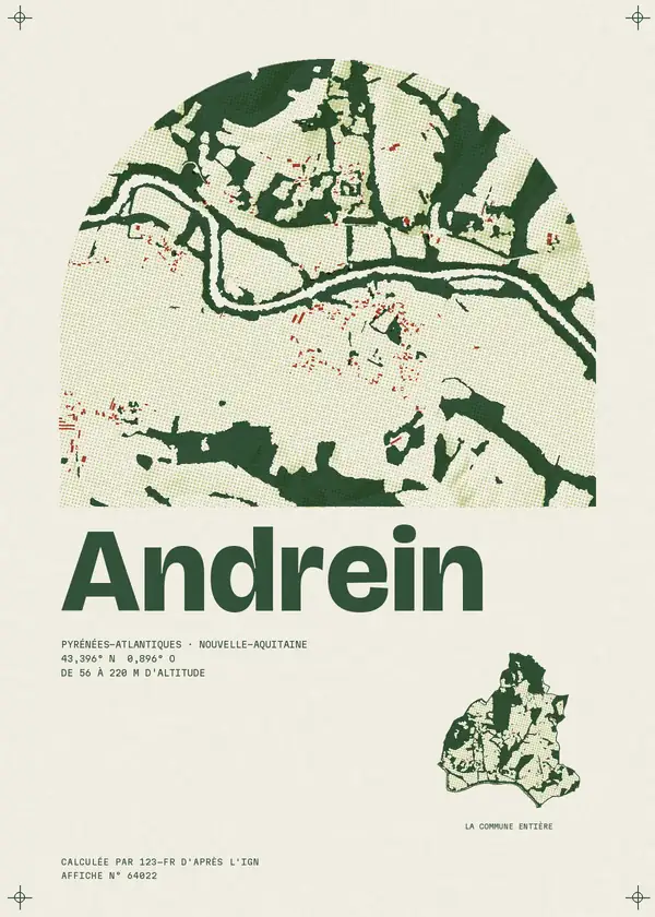 Affiche de Andrein, calculée par 123-fr d'après l'IGN