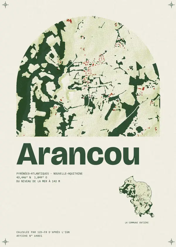 Affiche de Arancou, calculée par 123-fr d'après l'IGN