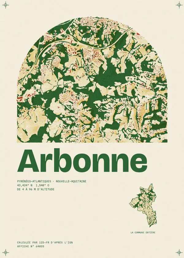 Affiche de Arbonne, calculée par 123-fr d'après l'IGN