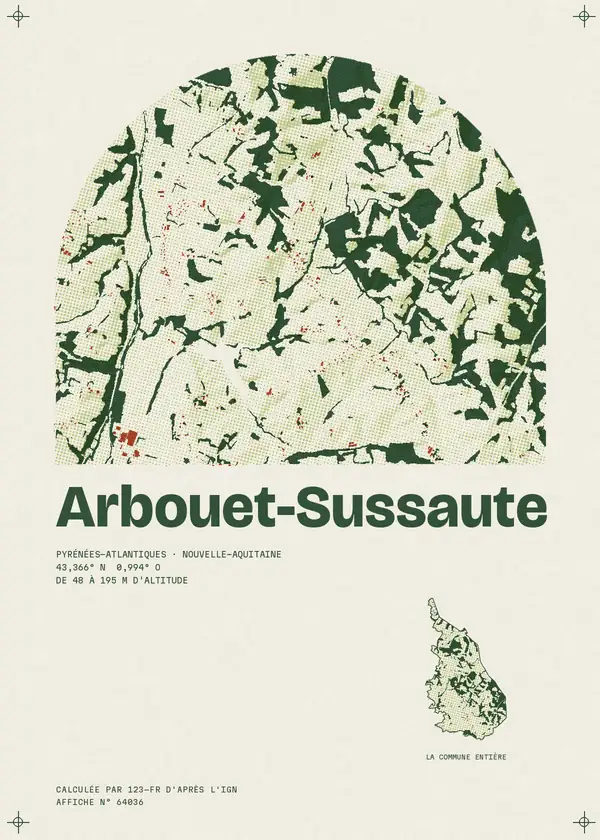 Affiche de Arbouet-Sussaute, calculée par 123-fr d'après l'IGN