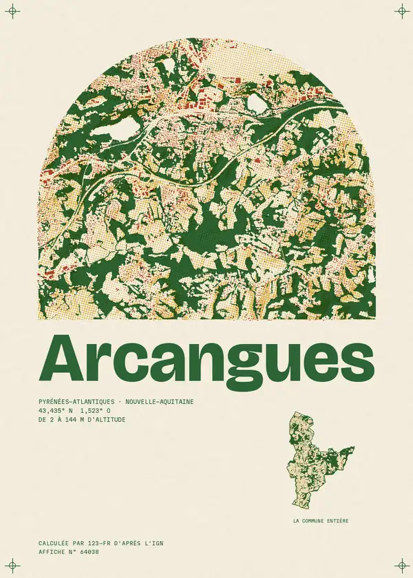 Affiche de Arcangues, calculée par 123-fr d'après l'IGN