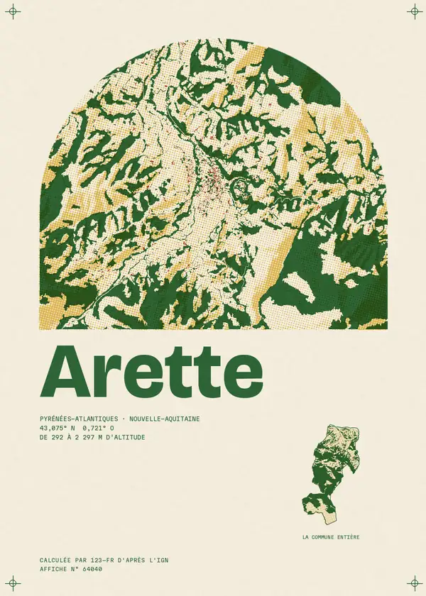Affiche de Arette, calculée par 123-fr d'après l'IGN