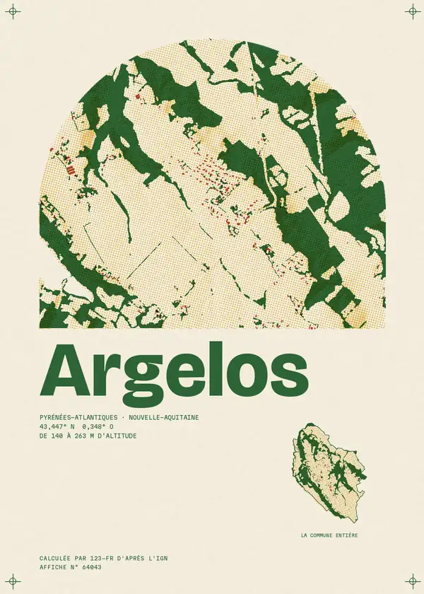 Affiche de Argelos, calculée par 123-fr d'après l'IGN