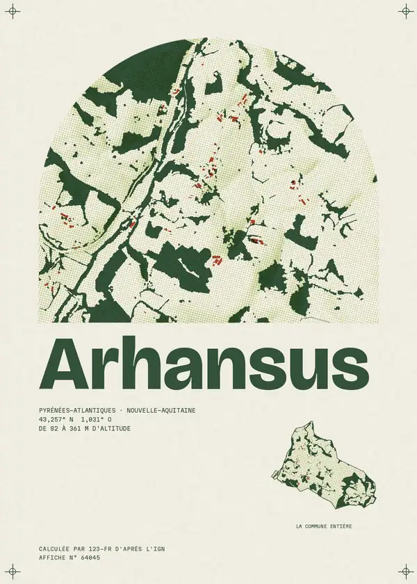 Affiche de Arhansus, calculée par 123-fr d'après l'IGN