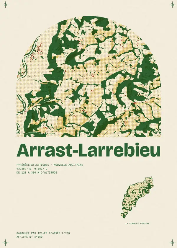 Affiche de Arrast-Larrebieu, calculée par 123-fr d'après l'IGN