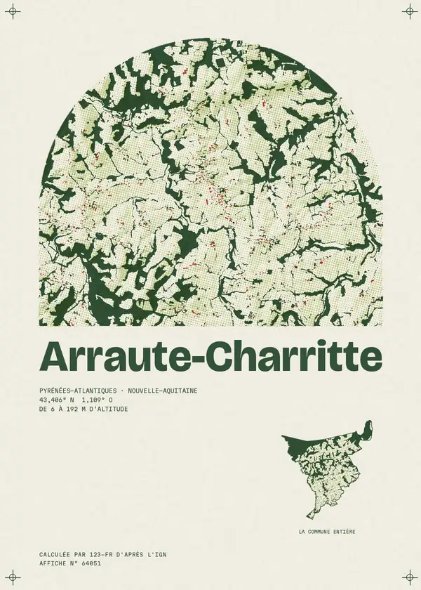 Affiche de Arraute-Charritte, calculée par 123-fr d'après l'IGN