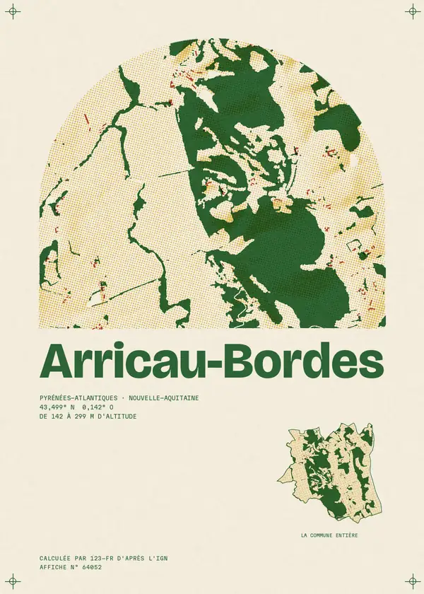 Affiche de Arricau-Bordes, calculée par 123-fr d'après l'IGN