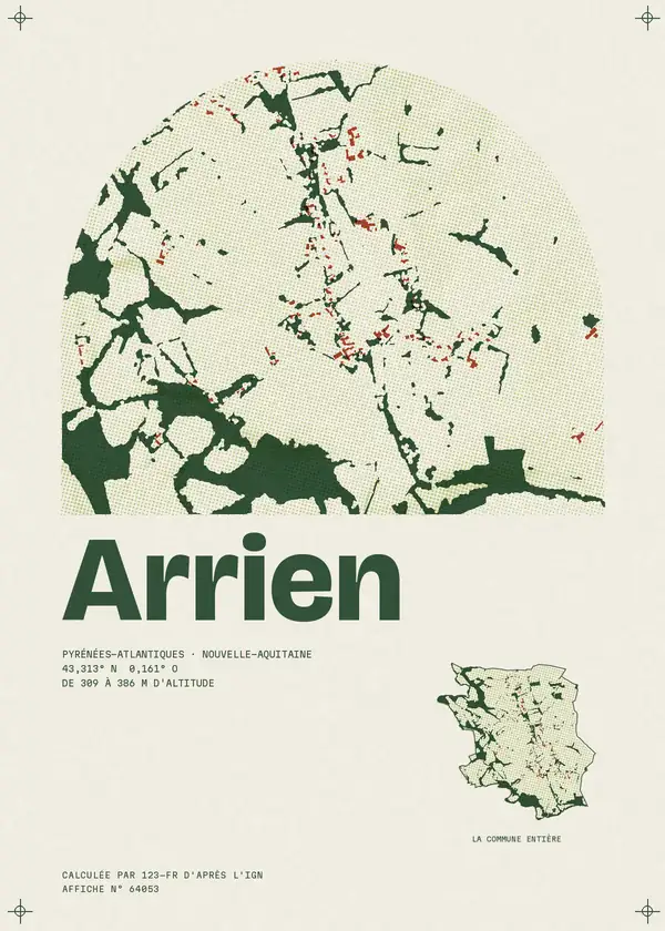 Affiche de Arrien, calculée par 123-fr d'après l'IGN