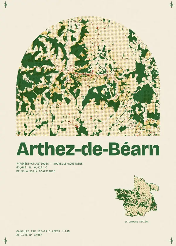 Affiche de Arthez-de-Béarn, calculée par 123-fr d'après l'IGN