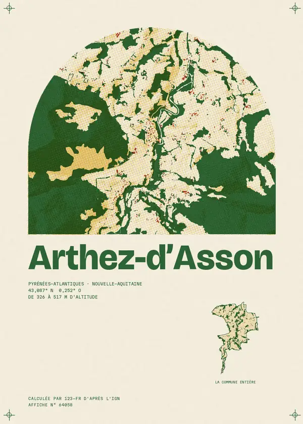 Affiche de Arthez-d'Asson, calculée par 123-fr d'après l'IGN