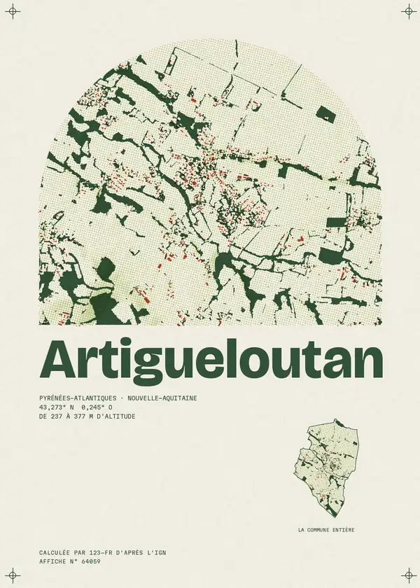 Affiche de Artigueloutan, calculée par 123-fr d'après l'IGN