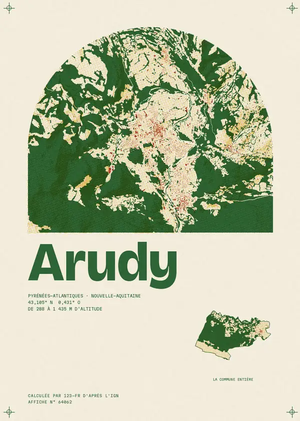 Affiche de Arudy, calculée par 123-fr d'après l'IGN