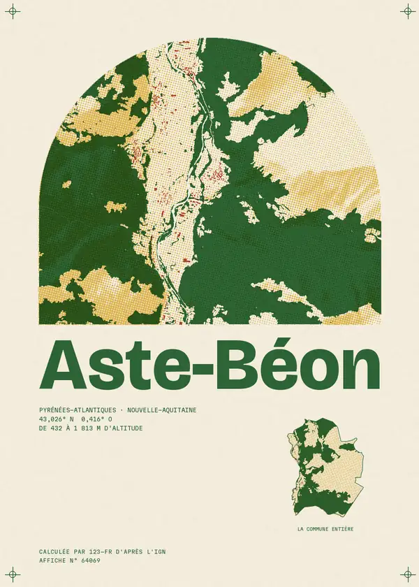Affiche de Aste-Béon, calculée par 123-fr d'après l'IGN