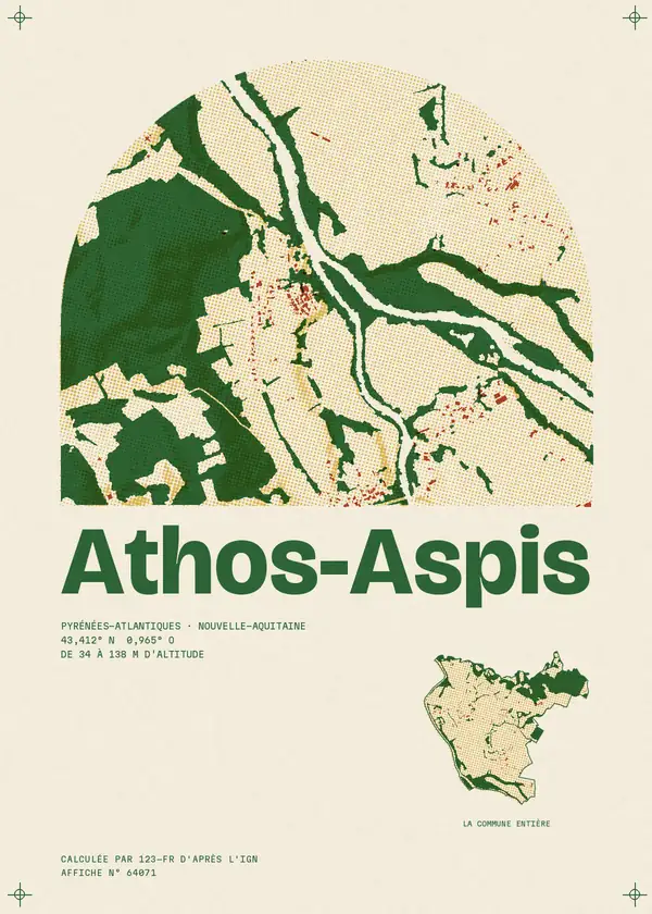 Affiche de Athos-Aspis, calculée par 123-fr d'après l'IGN