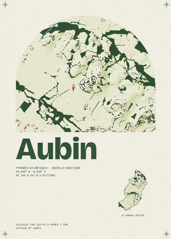 Affiche de Aubin, calculée par 123-fr d'après l'IGN