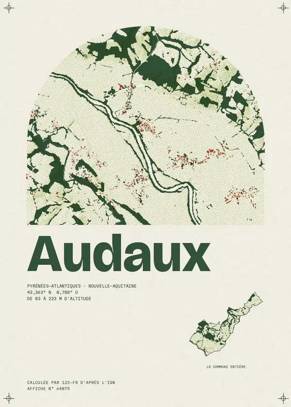 Affiche de Audaux, calculée par 123-fr d'après l'IGN