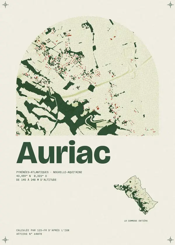 Affiche de Auriac, calculée par 123-fr d'après l'IGN
