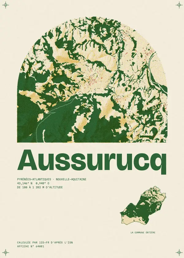 Affiche de Aussurucq, calculée par 123-fr d'après l'IGN