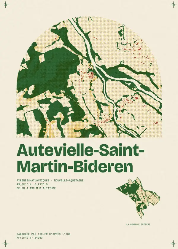 Affiche de Autevielle-Saint-Martin-Bideren, calculée par 123-fr d'après l'IGN