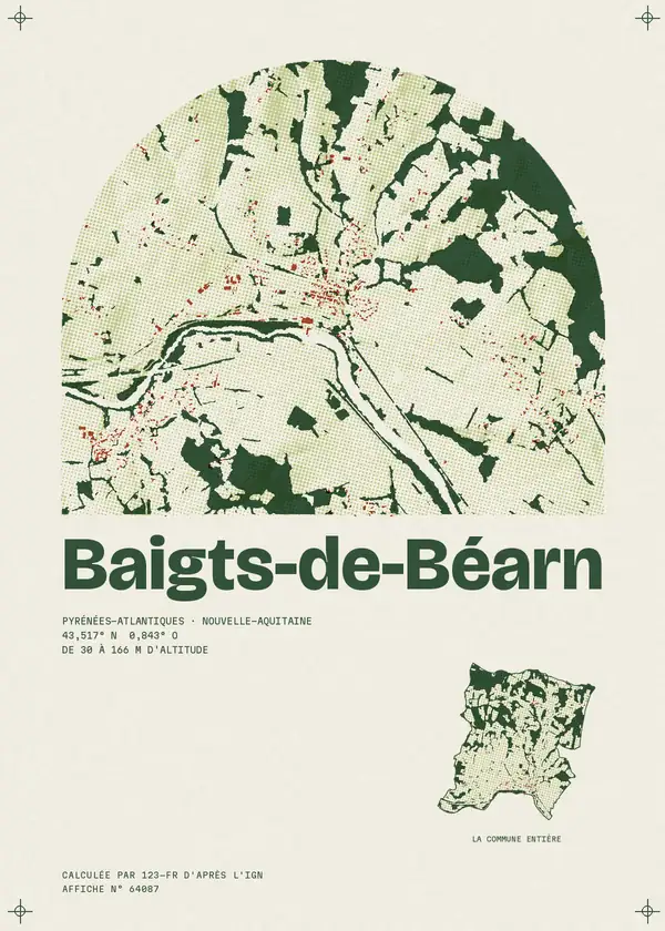 Affiche de Baigts-de-Béarn, calculée par 123-fr d'après l'IGN