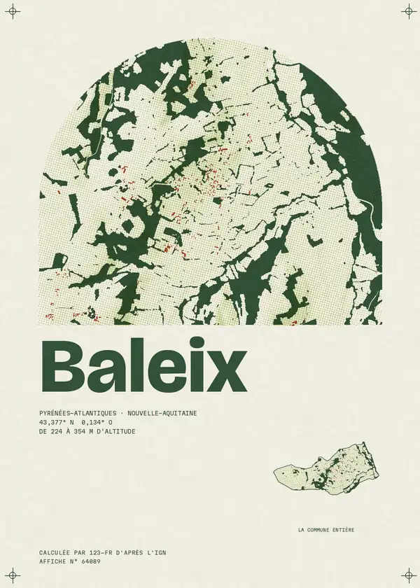Affiche de Baleix, calculée par 123-fr d'après l'IGN