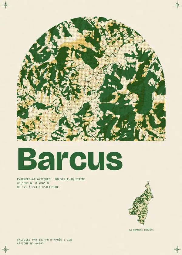 Affiche de Barcus, calculée par 123-fr d'après l'IGN