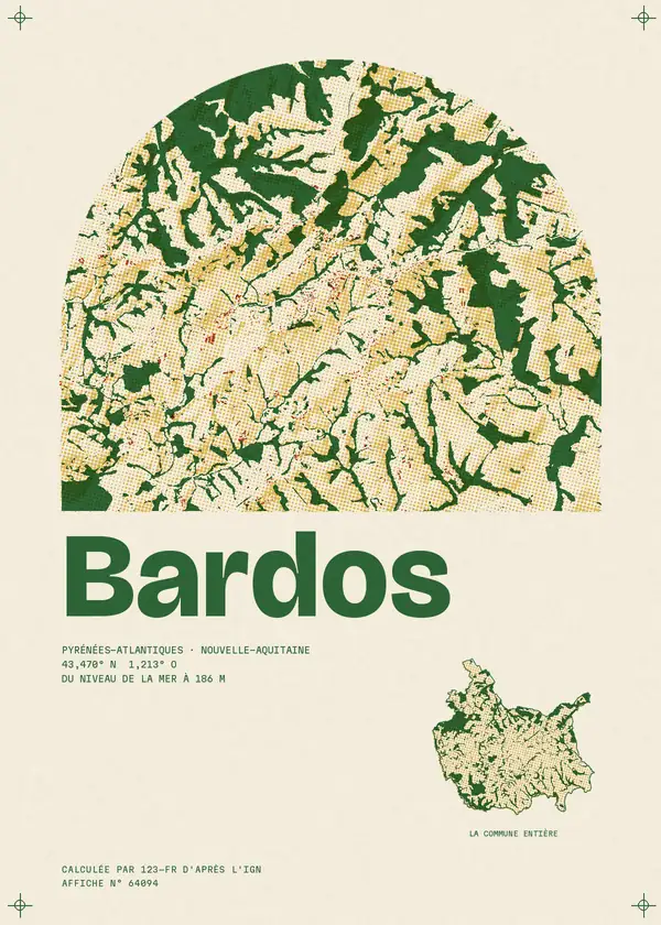 Affiche de Bardos, calculée par 123-fr d'après l'IGN
