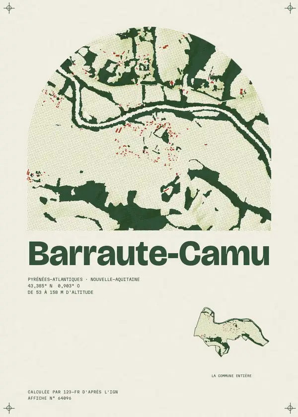 Affiche de Barraute-Camu, calculée par 123-fr d'après l'IGN