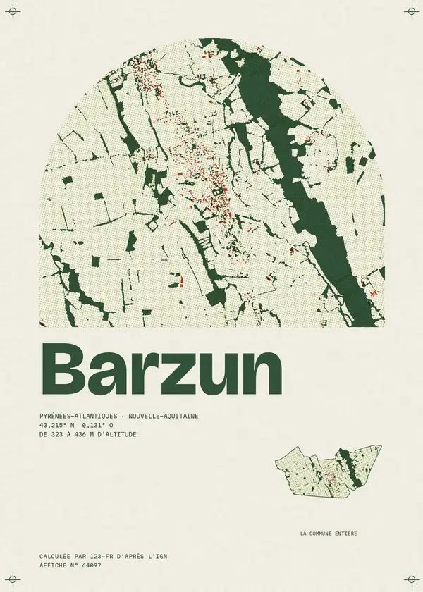 Affiche de Barzun, calculée par 123-fr d'après l'IGN
