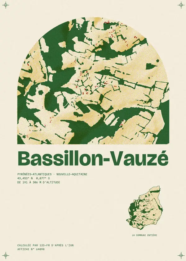 Affiche de Bassillon-Vauzé, calculée par 123-fr d'après l'IGN
