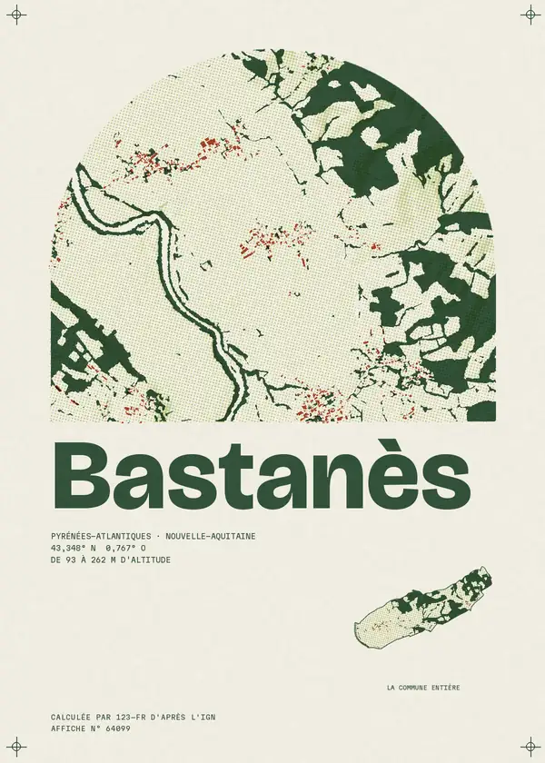 Affiche de Bastanès, calculée par 123-fr d'après l'IGN