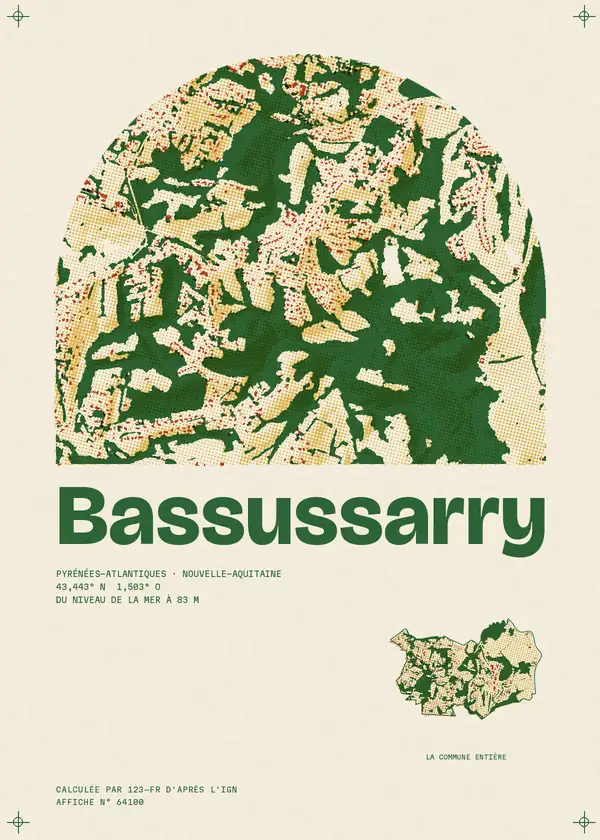 Affiche de Bassussarry, calculée par 123-fr d'après l'IGN