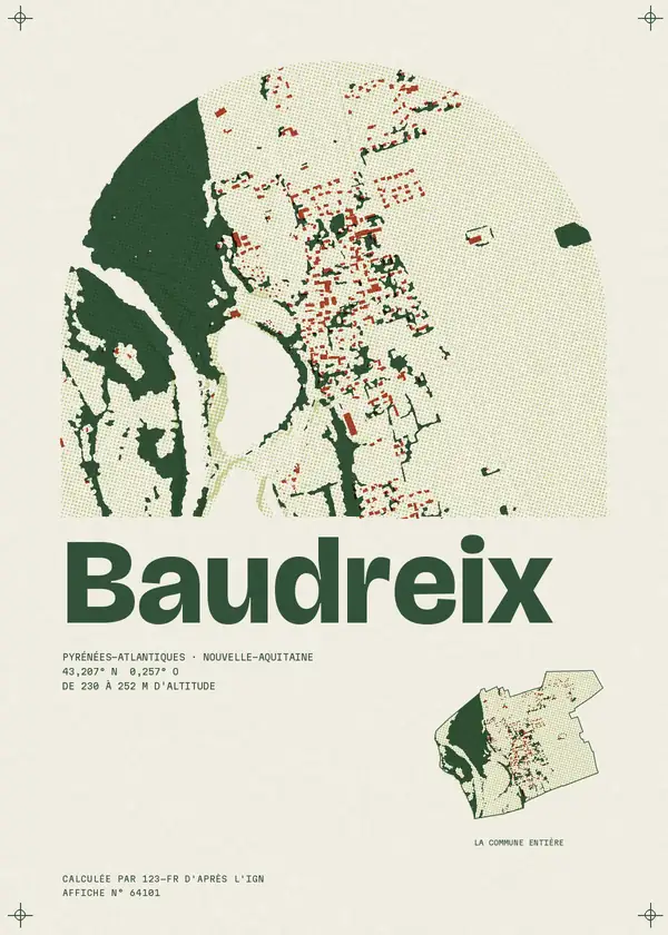 Affiche de Baudreix, calculée par 123-fr d'après l'IGN