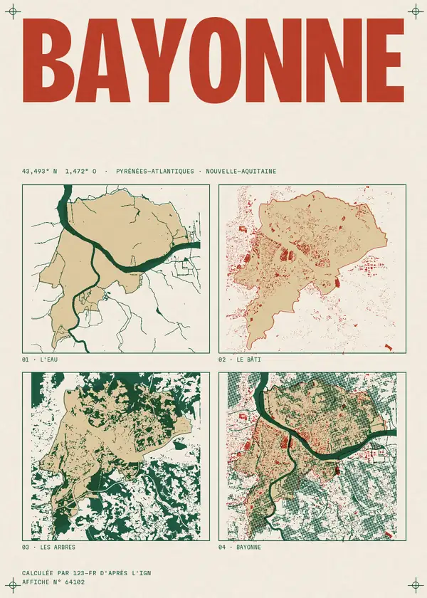 Affiche de Bayonne, calculée par 123-fr d'après l'IGN