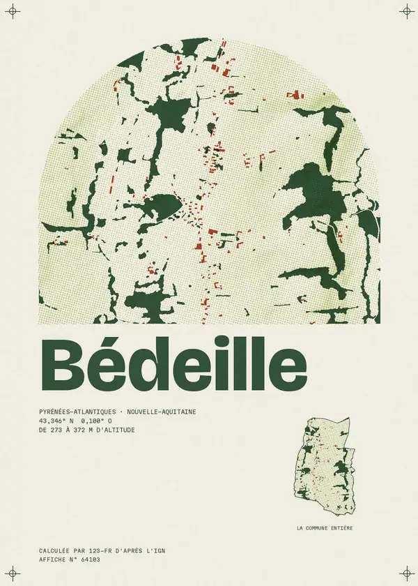 Affiche de Bédeille, calculée par 123-fr d'après l'IGN