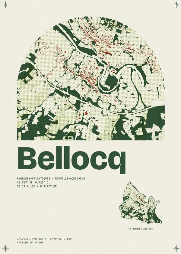Affiche de Bellocq, calculée par 123-fr d'après l'IGN
