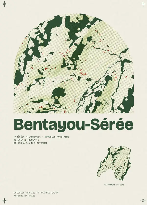 Affiche de Bentayou-Sérée, calculée par 123-fr d'après l'IGN