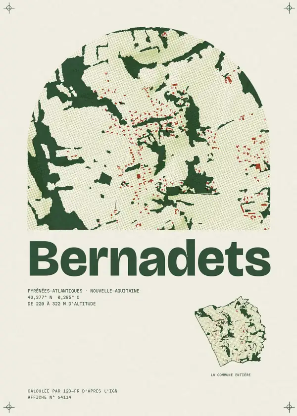 Affiche de Bernadets, calculée par 123-fr d'après l'IGN