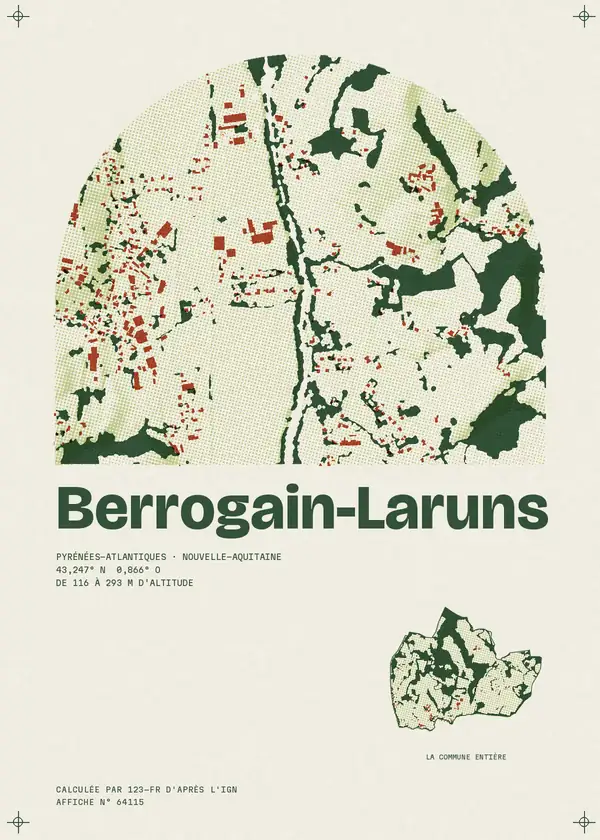 Affiche de Berrogain-Laruns, calculée par 123-fr d'après l'IGN