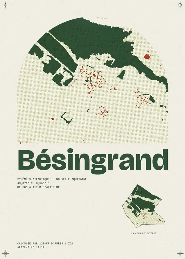 Affiche de Bésingrand, calculée par 123-fr d'après l'IGN