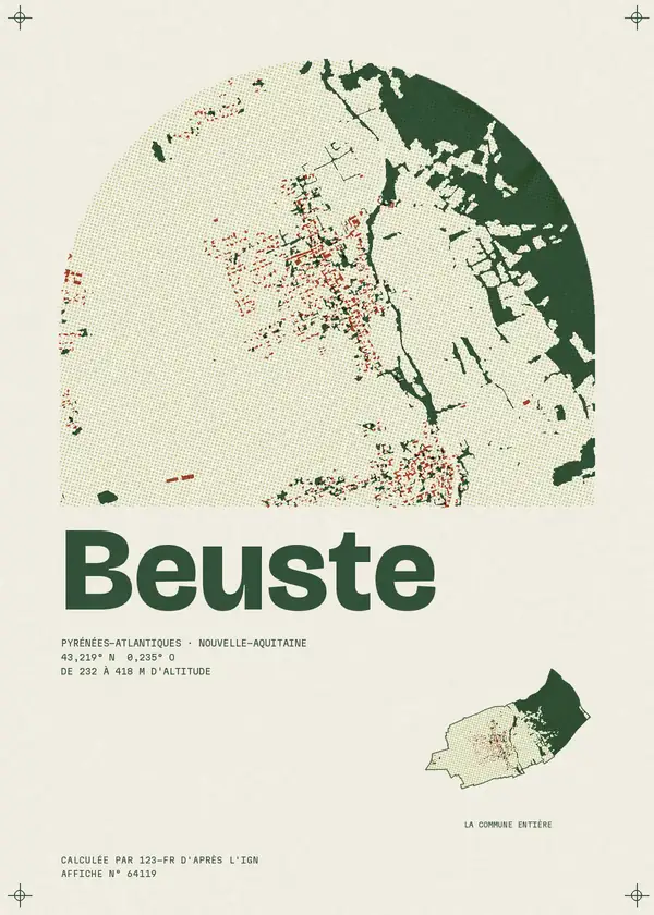 Affiche de Beuste, calculée par 123-fr d'après l'IGN
