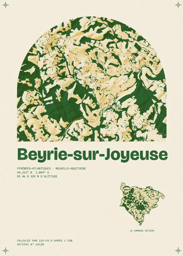 Affiche de Beyrie-sur-Joyeuse, calculée par 123-fr d'après l'IGN