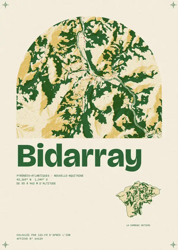 Affiche de Bidarray, calculée par 123-fr d'après l'IGN
