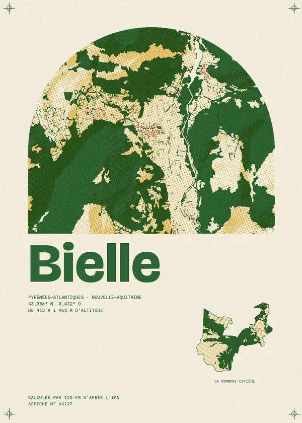 Affiche de Bielle, calculée par 123-fr d'après l'IGN