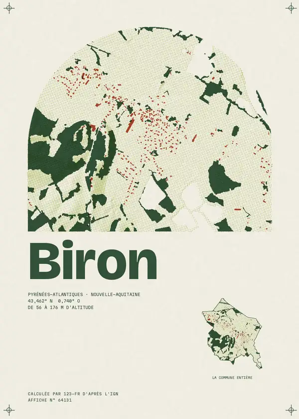 Affiche de Biron, calculée par 123-fr d'après l'IGN